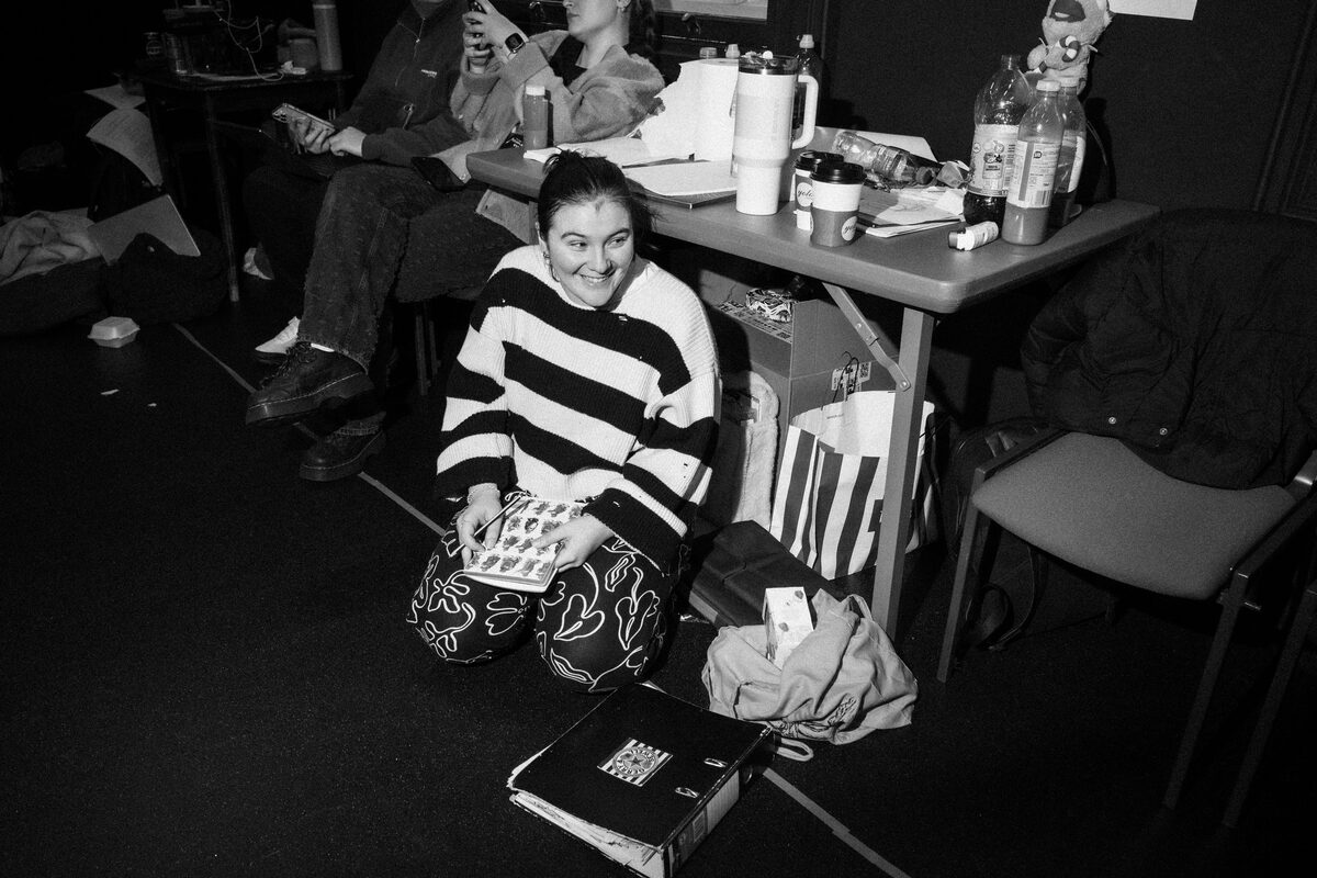 Rosie Bowden sat among rehearsal room clutter