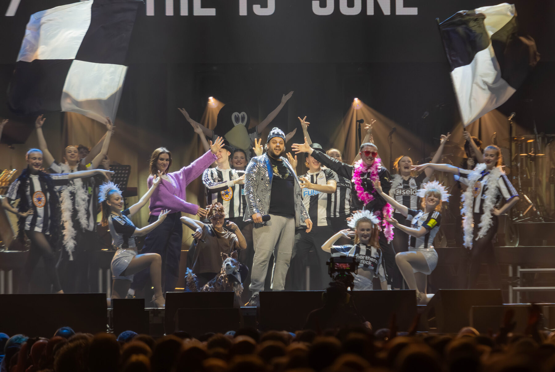 Sunday for Sammy finale with the full company and flags on stage